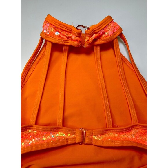 Revolution Dancewear Play That Song RC25762 Neon Orange Sequin Dress L Halloween - Picture 10 of 14